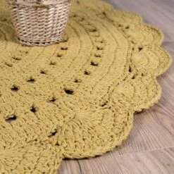 Tapis Lavable Rond Alma Crochet Mangue (120 Cm) -Bébé Rêves Promos Magasin tapis lavable rond alma crochet mangue 120 cm 6