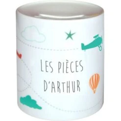 Tirelire Enfant Avion Bleue (personnalisable)